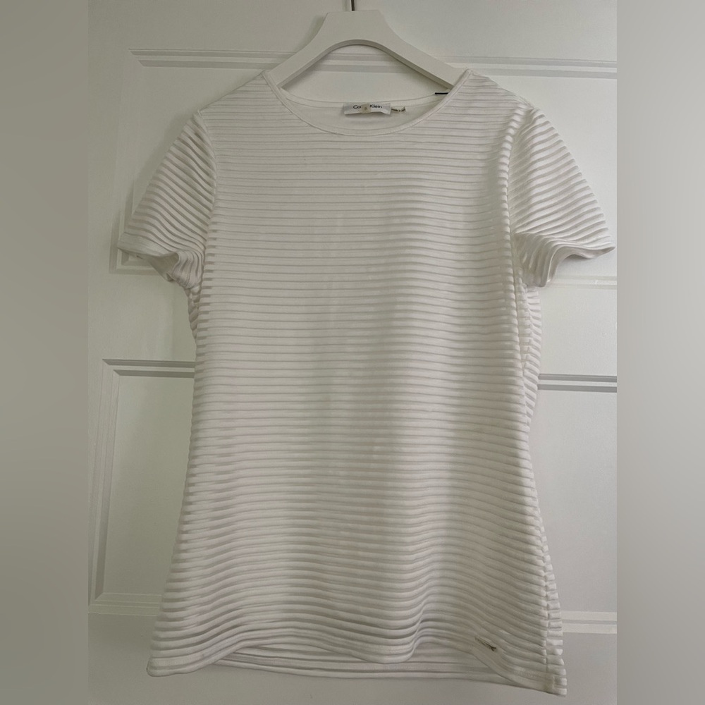 Calvin Klein White Textured Short Sleeve Tee